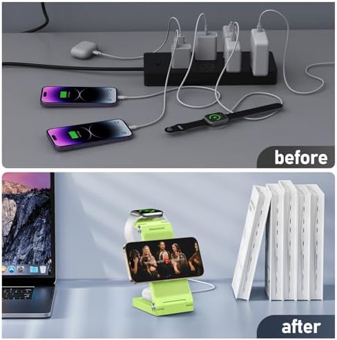 Innovative 3-in-1 Magnetic Wireless Charging Station – Premium Foldable Dock for i Phone 16/15/14/13/12, Apple Watch Ultra/Series 9-2, and Air Pods – Ultimate Travel-Friendly Power Hub with Superior Rapid Charging for Tech Savvy Professionals and On-the-Go Users