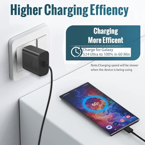 Dual 45 W Super Fast Type C Charger Pack with 10 FT Cables – Ultimate Fast Charging Solution for Samsung Galaxy S25/S24/S23 Series & Galaxy Tab S8 – Unmatched Compatibility and Long Reach for Effortless Power Delivery