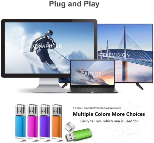 K&ZZ 5 Pack Multicolored 64 GB USB Flash Drives – High-Speed USB 2.0 Thumb Drives for Seamless Data Storage and Transfer – Ideal Portable Jump Drives for PC and Laptop Users – Vibrant and Durable Memory Stick Set for Effortless File Management