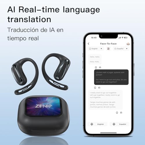 ZIHNIC Multi-Mode AI Translation Earbuds: Real-Time Language Communication with IPX5 Waterproof Bluetooth Headphones, Smart Touchscreen Control, and Superior Sound Quality – The Essential Travel Companion for Business Professionals and Global Adventurers