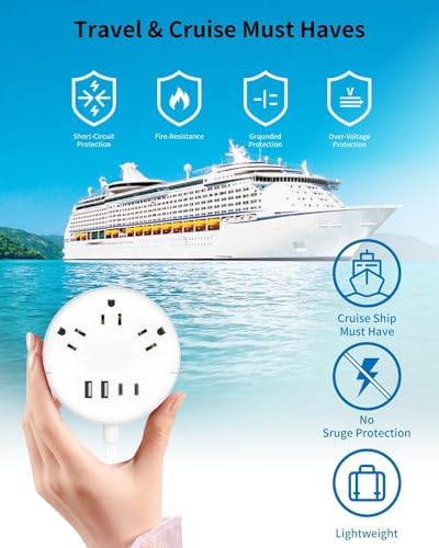 NTONPOWER 10 FT 2 Prong to 3 Prong Power Strip with 4 USB Ports – Wall-Mountable Non-Grounded Outlet Adapter for Enhanced Device Charging and Flexible Placement in Older Homes – 180° Non-Polarized Design for Maximum Convenience and Safety