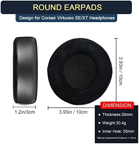 Enhanced Comfort Upgrade Ear Pads for Corsair Virtuoso RGB Wireless SE & XT Gaming Headsets – Premium Leather & Velour, Softer Memory Foam, Increased Thickness for Superior Sound Isolation and Long-Lasting Durability, Ideal Replacement Cushions for Extended Gaming Sessions