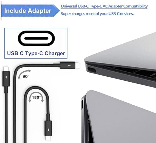 High-Speed 65 W USB-C Charger for Dell Latitude & XPS Series – Ultimate Compatibility & Safety Protection for All Models, Travel-Friendly 3 m Cable, Ideal Replacement for Dell USB-C Adapters