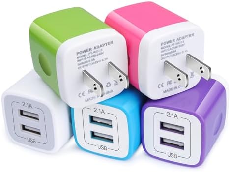 High-Speed USB Wall Charger Plug 5-Pack – 2.1 A/5 V Portable Power Cube Adapters for i Phone 16/15/14/13/12/11 Pro Max, Samsung Galaxy S24/S23/S22/S21, LG, and Moto – Ultimate Compatibility & Travel-Friendly Design for Fast Charging