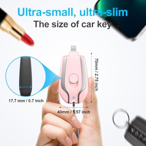 Compact Keychain Portable Charger – 2200 m Ah Emergency Power Bank for i Phone 14/13/12/11/XS/XR/8/7/6 Series – Ultra-Lightweight Fast Charging Battery Pack with Pass-Through Function and Multi-Protection Features – Ideal for On-the-Go Power Backup – White