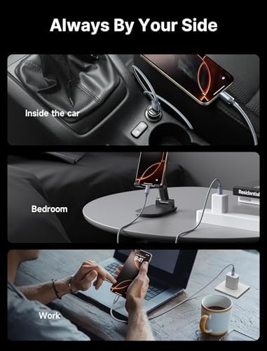 JSAUX 10 ft USB C Cable 2-Pack – High-Speed Charging & Data Transfer for i Phone 16 Series, Samsung Galaxy S20/S10/S9 & Note 20 – Durable Nylon Braided Design for Ultimate Reliability – Perfect for Home, Office & On-the-Go Use – Enhanced Compatibility with USB 3.1 Technology – Sleek Black Finish for Professional Aesthetics