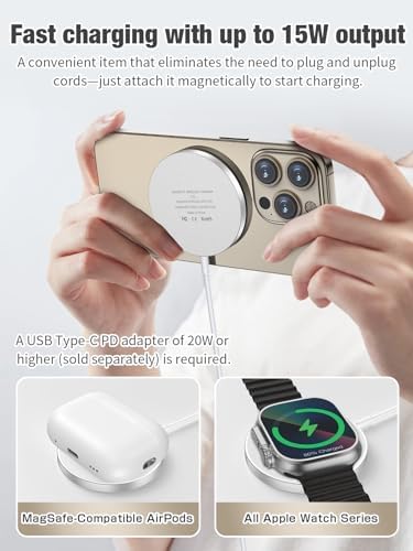 Ultimate 3-in-1 Magnetic Wireless Charging Pad for i Phone 12-16 Series, Apple Watch, and Air Pods – Streamlined Power Hub with Enhanced Speed and Compatibility for Effortless Device Management – Sleek Black Design for Home and Office Use