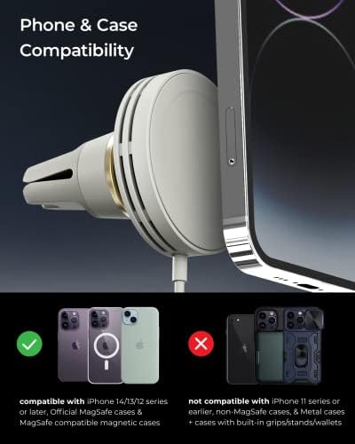 i Ottie Velox Universal Magnetic Air Vent Phone Mount – Enhanced Mag Safe Compatibility for i Phone 12-16 & Android Devices with Included Adapter – Secure Silicone Grip for Hands-Free Navigation and Easy Access