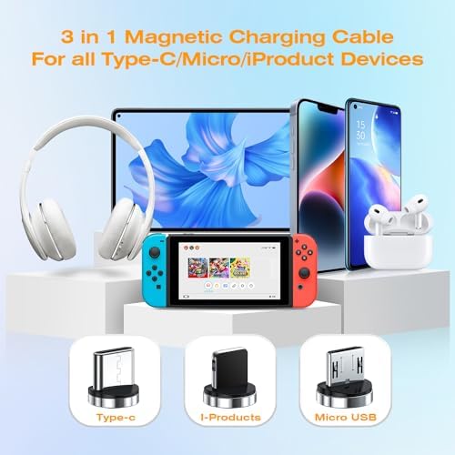 Transform Your Charging Routine with the 7-Pin Magnetic USB C Cable – Ultra-Fast 3 A Phone Charger Featuring 360° Rotating Connector for Effortless Use, Compatibility with Android & i OS Devices, and Durable Construction for Everyday Reliability – Includes Two Versatile Cables for Home and Travel Convenience