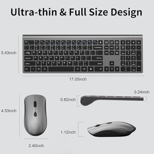 Ultra-Slim 2.4 G Wireless Keyboard with Numeric Keypad – Silent Ergonomic Design for Effortless Typing on PC & Mac, Plug-and-Play USB Receiver, Scissor Switch Technology for Enhanced Comfort and Speed