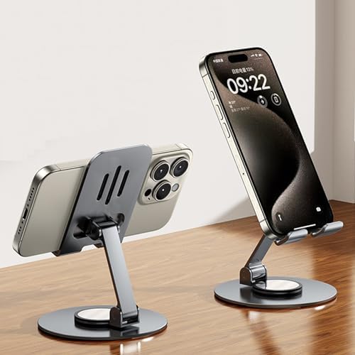 DEARART Cell Phone Stand, 360° Adjustable Phone Stand for Desk, Foldable Phone Holder Fully Carried Easily, Grey (Square Base) – Enhanced Compatibility and Speed