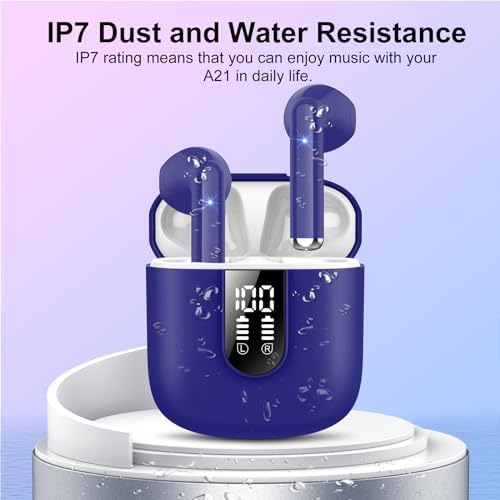 Jesebang Pink Bluetooth 5.3 Wireless Earbuds – Stylish Stereo Earphones with ENC Microphone, 30-Hour Playtime, IP7 Waterproof Rating for Gym & Outdoor Adventures, Dual LED Battery Display – Ultimate Audio Freedom on the Move