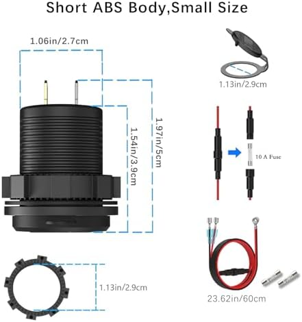 Upgrade Your Vehicle’s Charging Experience with the Waterproof 12 V USB C Car Charger Socket – Featuring PD 3.0 and QC 3.0 Rapid Charge Technology, Multi-Port Functionality, Integrated Power Switch, and Real-Time Voltmeter for Trucks, RVs, and Marine Use – Unmatched Durability and Compatibility for All Your Devices