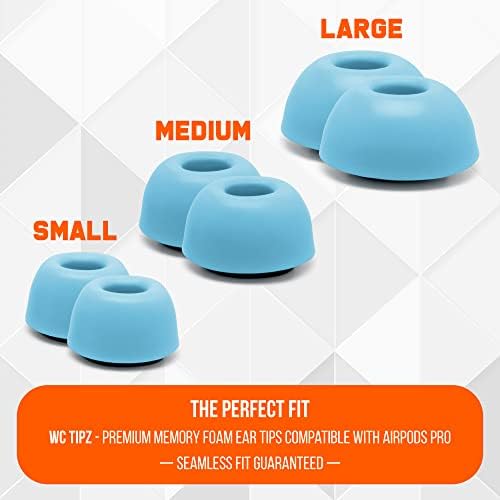 Upgrade Your Sound Experience with WC Tip Z Memory Foam Ear Tips for Air Pods Pro | Enhanced Comfort, Superior Noise Isolation, and Quick Foam Rebound | Perfect Navy Blue Fit for Charging Case | Ideal for Audiophiles and Active Users