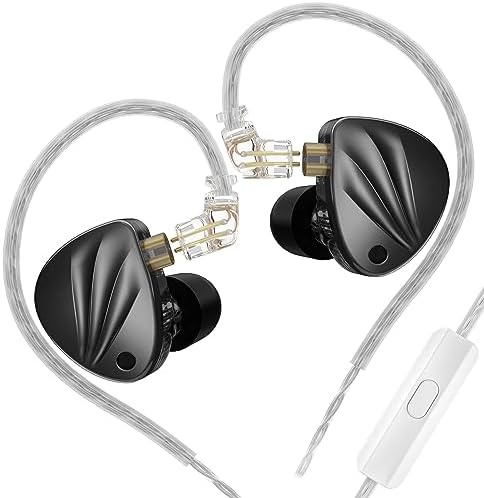 KZ Krila Tunable Hybrid Earbuds with Detachable Cable – 4 Levels of Personalized Sound, Heavy Bass In-Ear Headphones with Microphone for Ultimate Audio Experience – Sleek Black Design for Enhanced Compatibility and Durability