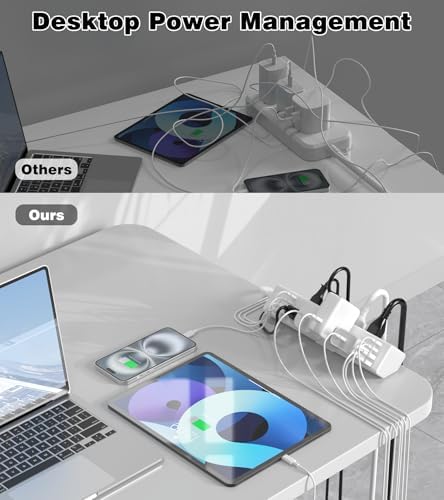 40 W High-Speed Desk Clamp Power Strip with 4 USB-C Ports & 8 AC Outlets – Efficient Surge Protector for Home Office – 14 AWG Heavy Duty Cord, Fits 1.9″ Tabletop Edges, 6 Ft Cable for Maximum Flexibility and Enhanced Device Compatibility