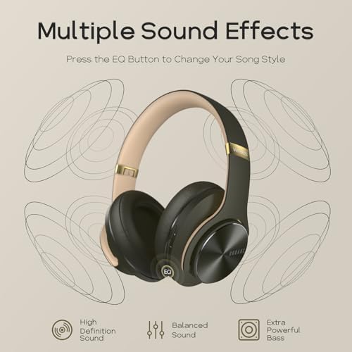Transform Your Listening Journey with DOQAUS Over-Ear Bluetooth Headphones: 90-Hour Playtime, Tailored EQ Settings, and Superior Noise Cancellation for Unmatched Comfort and Audio Clarity in Music and Calls
