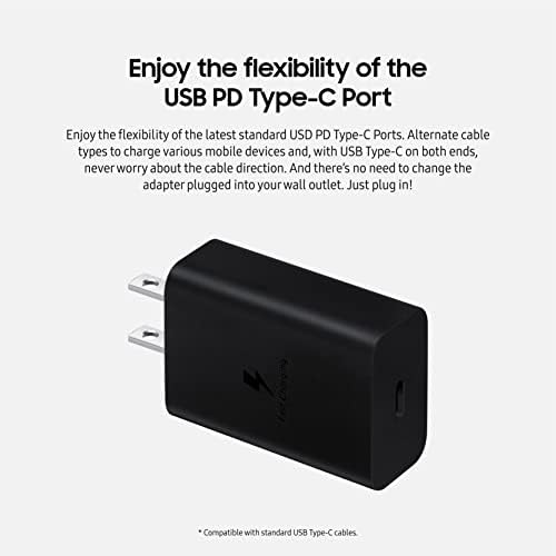 SAMSUNG 15 W USB-C Wall Charger with Included Cable – Fast Charging Power Adapter for Mobile Devices, Compact Design with Enhanced Safety Features