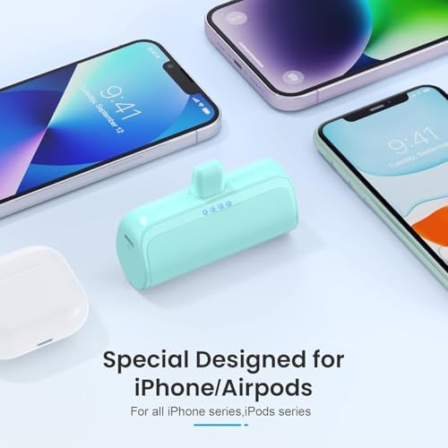 Ultra-Compact 2 Pack Mini Portable Charger 5200 m Ah for i Phone – 20 W PD Fast Charging Power Bank with LCD Display in Pure White & Dark Black – Lightweight Travel Essential for Enhanced Compatibility & Quick Power Solutions