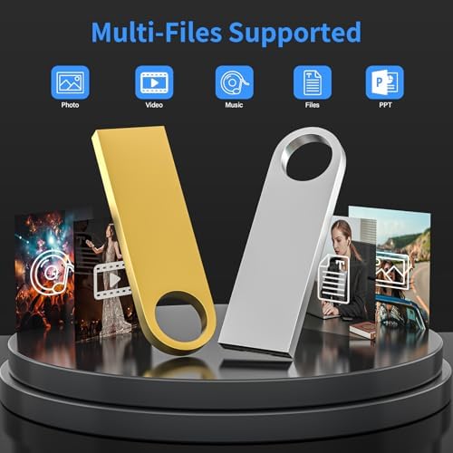 Wooolken 5 Pack Sleek Metal 64 GB USB Flash Drives – Durable USB 2.0 Memory Sticks with Keychain for Effortless Data Storage and Transfer on PC & Laptop – Perfect for Professionals and Students