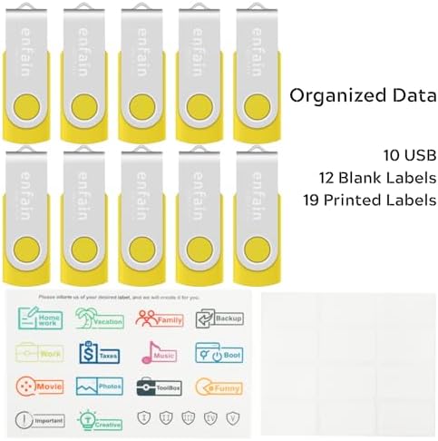 Enfain 10-Pack Red USB Flash Drives 16 GB – High-Speed USB 2.0 Memory Sticks with LED Indicator & 12 Labels for Easy Organization – Reliable & Portable Data Storage Solution for Professionals and Students