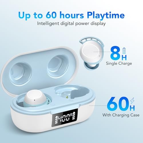 Tiksounds Mini Wireless Earbuds – Bluetooth 5.3 Noise Cancelling Headphones with 60 Hours Playtime, IP8 Waterproof Design for Active Lifestyles, Lightweight Stereo Earphones with Enhanced Bass and 4 Microphones for Clear Calls – Perfect for Running and Workouts