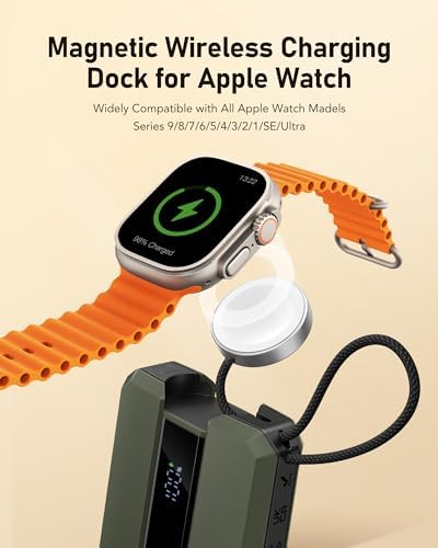 VEEKTOMX PD 30 W Portable Power Bank with Integrated USB-C Cable – Fast Charging 10,000 m Ah Battery for i Phone 16/15/15 Plus & Apple Watch – Ultra-Compact Charger for On-the-Go Convenience – Reliable Charging Solution for Modern Lifestyles