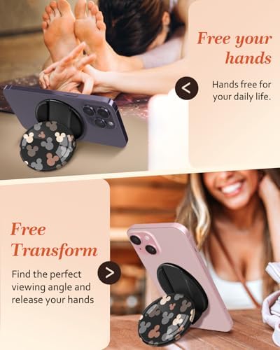 Chic Mushroom Mag Safe Phone Grip for Women – Trendy Ring Kickstand Holder for i Phone 16/15/14/13/12 Series – Stylish, Secure, and Functional Accessory for Texting, Selfies, and Streaming – Lightweight, Durable Design for Everyday Use