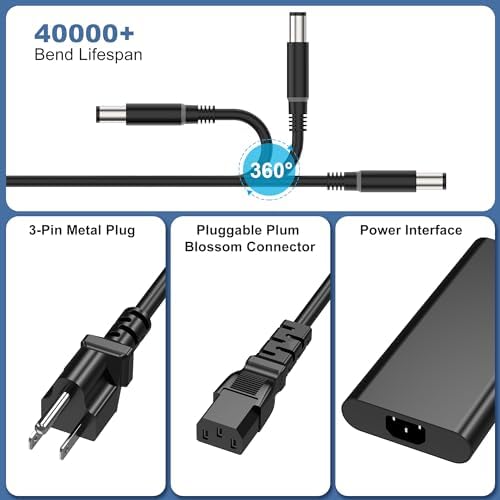 90 W USB-C Power Adapter for Dell Laptops – Ultra-Fast Charging, Slim & Travel-Friendly Design, Compatible with XPS, Latitude, Chromebook & Precision Models – Advanced Safety Mechanisms for Reliable Power On-the-Go