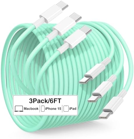 Ultra-Durable 6 FT USB C to USB C Fast Charging Cable – 60 W High-Speed Power Delivery for i Phone 15, i Pad Pro, Mac Book, and Samsung S23 – Tangle-Free Flexibility for Travel & Home Use – Sleek White Design Enhancing Your Tech Aesthetics