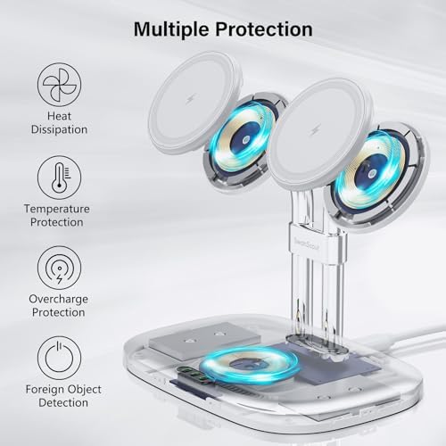 Revolutionary Dual Magnetic Wireless Charger for i Phone 16, 15, 14, 13, 12 & Air Pods Pro 2 – Ultra-Fast Charging Station with Enhanced Compatibility & Sleek Design (White) – Simplify Your Charging Experience with Secure Magnetic Alignment and Cable Clutter Reduction