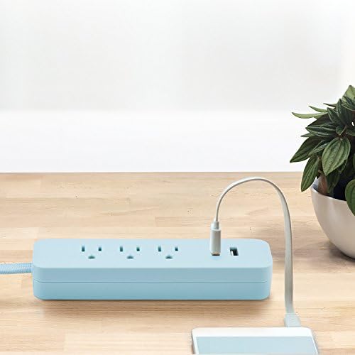 Globe Electric Designer Series 3-Outlet Power Strip in Chic Rose Finish – Stylish Surge Protector with Enhanced Compatibility and Fast Charging for Modern Homes and Offices