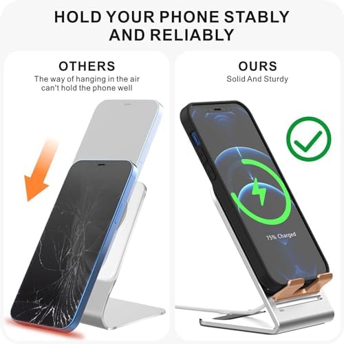 HALLEAST for Magsafe Charger Stand, Updated Aluminum Alloy Charging Holder Perfectly Compatible with for Apple iPhone 16/15/14 Plus/14 Pro Max/14 Pro/14/13 Mini for 16/15/14/13/12 Series, Silver – Enhanced Compatibility and Speed