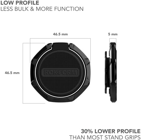 Rokform Magnetic Sport Ring Grip and Stand – Ultra-Slim Metal Phone Holder for i Phone & Samsung Twist Lock Cases, Black – Effortless Portrait & Landscape Viewing with Superior Magnetic Adhesion and Durable Construction for Everyday Use – Backed by 2-Year Warranty and Exceptional Customer Support