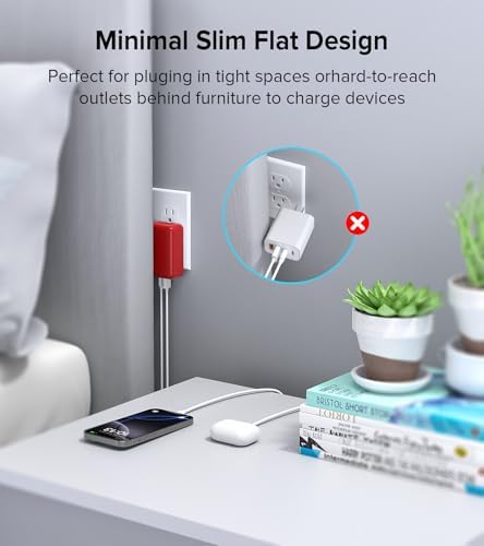 Elevate Your Charging Game with the 2 Pack Flat USB C Charger Block – 40 W Fast Charge Hub for i Phone 12-16, i Pad & Samsung Devices, Featuring 4 Ports for Simultaneous Power Delivery & Quick Charge, Sleek Light Blue Travel-Friendly Design Ideal for Home & On-the-Go Use