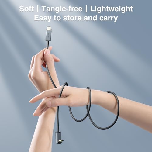 PeakDo USB C Cable 90 Degree, 5FT/60W Soft Silicone Charger, USB3.0 Type C Fast Charging and Video Data Transfer for Laptop, Tablet, Phone, ROG Ally & Steam Deck – Enhanced Compatibility and Speed