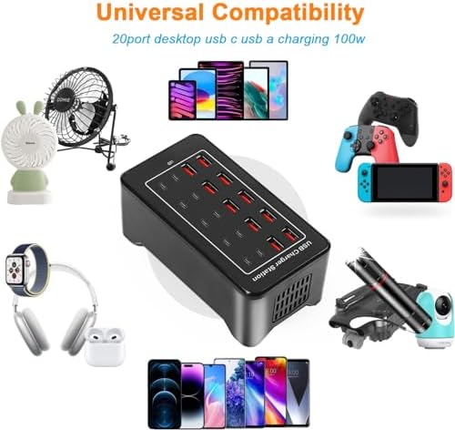 150 W USB C Charging Hub Station with 30 Ports – Fast Multiport Desktop Charger for i Phone 16/15/14/13/12/11, i Pad, and Samsung Galaxy S23/S22 – Optimal Device Compatibility & Safety Features for Efficient Charging Solutions