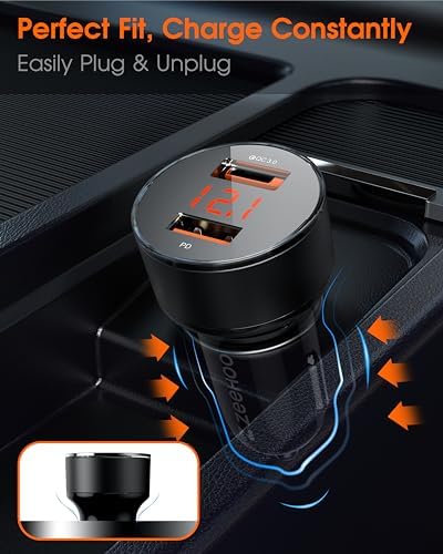 ZEEHOO 95 W High-Speed USB-C Car Charger – Dual Port Fast Charging Adapter for i Phone 15 Pro Max, Samsung Galaxy S23/S22 & More – Ultimate Device Compatibility and Safety Features for On-the-Go Power