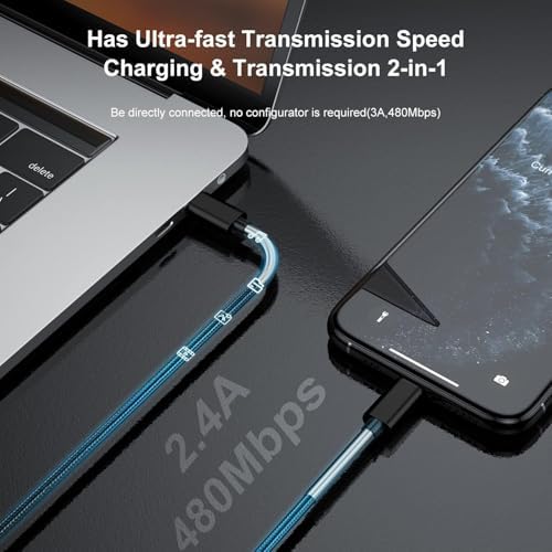 10-Foot Apple MFi Certified USB C to Lightning Charging Cable – Dual Pack High-Speed i Phone Charger for 14/13/12 Series and i Pad – Durable Long Charging Cord for Ultimate Convenience and Flexibility