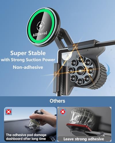 Revolutionize Your Driving with the Qi2 15 W Tesla Phone Mount Charger: Fast Charging, Heat Restriction, and Unmatched Suction for Model Y & 3 – Perfectly Compatible with i Phone 16-12 Series, Includes 40″ C-C Cable for Seamless Connectivity and Safety