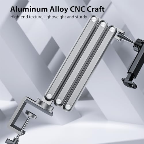 Premium Adjustable Aluminum Alloy Tablet Stand for Desk – Versatile Foldable Arm Holder for i Pad Pro, Air & Mini, Samsung Galaxy Tab S9/FE/A9/S6 – Ergonomic Design for Enhanced Productivity & Comfort – Ideal for Home Office & Streaming