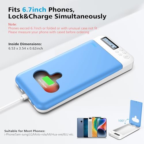 Cell Phone Lock Box with Timer,Portable Timed Phone Lock Box for iPhone and Android Phones, Self-Control Timer Phone Locker to Help Kids,Students Focus Back – Enhanced Compatibility and Speed
