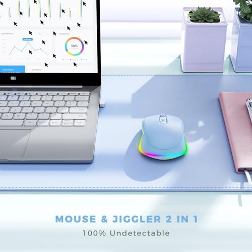 PEIOUS Rechargeable Wireless Mouse with LED – Innovative Jiggler Technology to Keep Your Computer Awake – Sleek Black Design for Optimal Comfort and Productivity