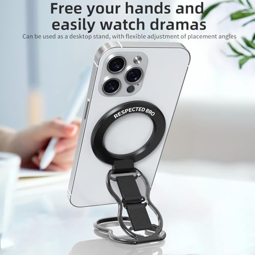 Elevate Your Smartphone Experience with RESPECTED-BRO 4-in-1 Magnetic Phone Grip Stand – Ultimate Kickstand, Secure Finger Strap, and Universal Compatibility for i Phone & Android (Silver) – Perfect for Hands-Free Convenience and Enhanced Usability