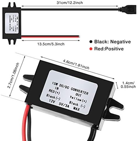 Weewooday 12 V to 5 V DC-DC Buck Converter with USB Output – Ultra-Compact Car Power Adapter for On-the-Go Charging Solutions and Device Compatibility