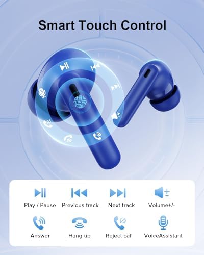 Sleek Rose Gold Wireless Earbuds with Bluetooth 5.3 | 42-Hour Long Battery Life & IPX7 Waterproof Design | Premium Noise Cancelling Earphones for Exceptional Audio | Intelligent LED Display for Seamless Connectivity on i OS & Android