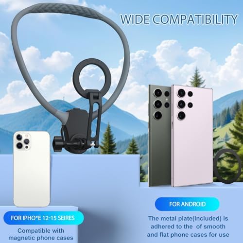 Revolutionary Magnetic Neck Mount for Smartphones – Ultimate POV Phone Holder with Anti-Vibration Chest Strap for Seamless Filming, Compatible with i Phone 12 to 16 Series – Lightweight, Adjustable Comfort for Vloggers and Adventurers