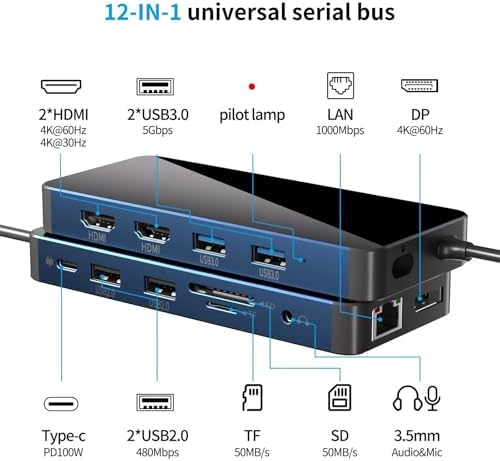 Ultimate 8-in-1 USB C Hub: 4 K HDMI, Gigabit Ethernet & PD 100 W Charging for Seamless Connectivity with Mac Book, Dell, HP, Lenovo, and Surface Devices – Enhance Your Workspace with High-Speed Data Transfer and Multi-Device Compatibility!