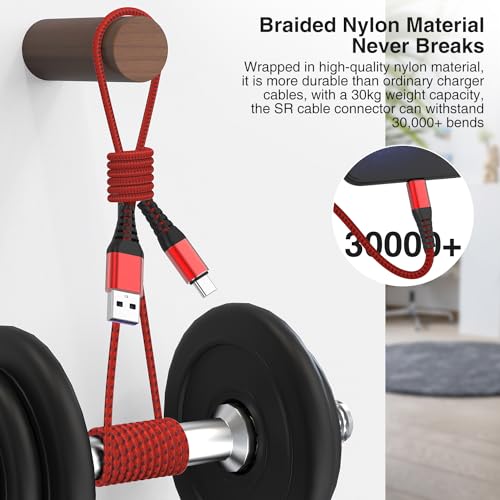 High-Speed Braided USB A to Type C Charger Cable Set – 5 Pack of 6 ft Fast Charging Cables for Samsung Galaxy S Series, Note Series, and Moto G Series – Durable Dark Gray Design for Maximum Flexibility and Compatibility