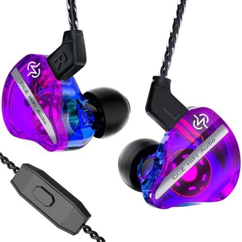 CCZ DC01 Pro Wired In-Ear Monitor Headphones – Premium Gaming Earbuds with Patent-Pending Comfort-Fit Ear Fins – Exceptional Sound Quality for Gamers and Musicians – Versatile Compatibility for All Devices – Sleek Black Design for Style and Performance
